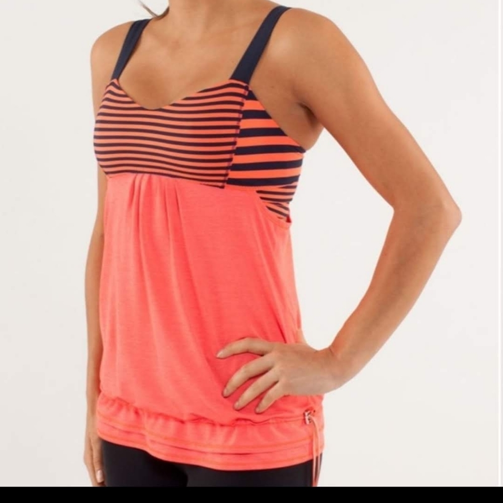 Lululemon size 6 Back On Track Tank Top Orange Black Straps